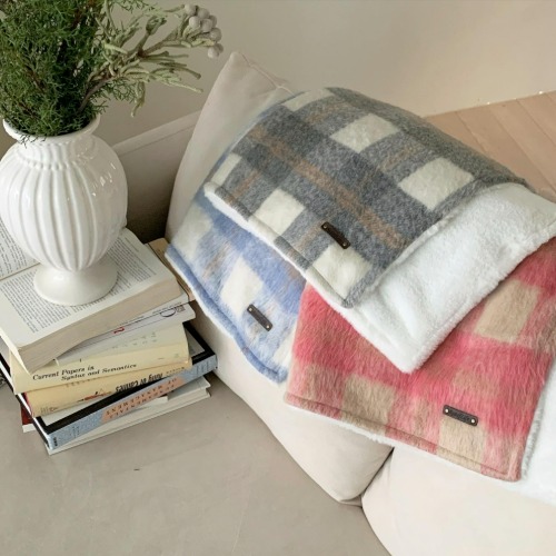 WOOL CHECK BLANKET 3COLORS (2SIZE)